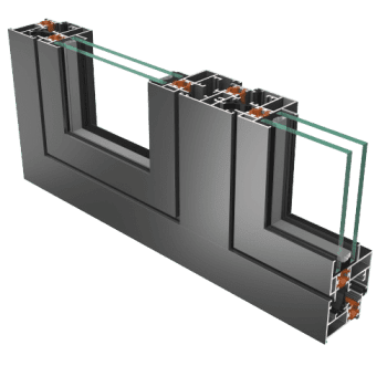image Thermaline 3D cutaway of a multi chamber window frame cross section showing insulating chambers and Thermal Break Windows