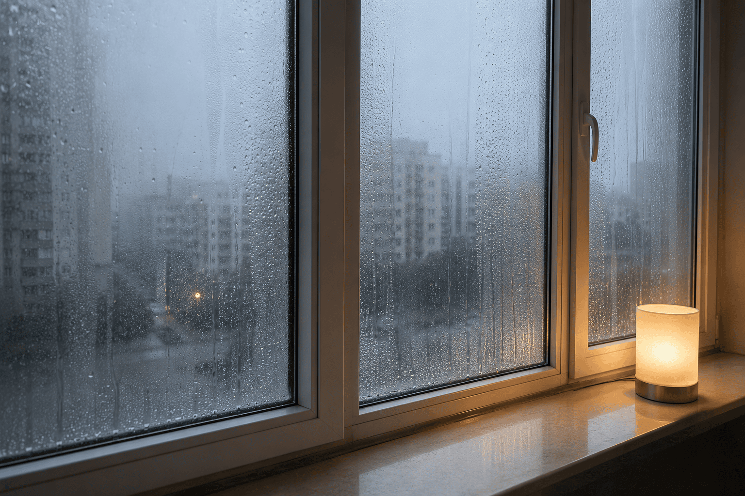 winter condensation on windows in Delhi